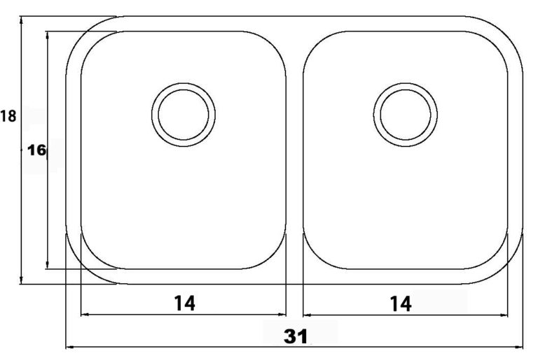 30 x 19 double bowl 50/50 kitchen sink