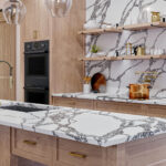 Vadara_Crimson Peak Quartz kitchen island