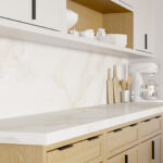 Vadara_Golden Scribe Quartz kitchen backsplash