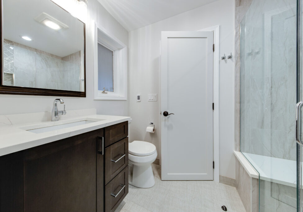 Calacatta River Quartz Bathroom Countertops in Prospect Heights