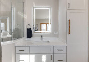 Calacatta Mystic Quartz Bathroom Countertops